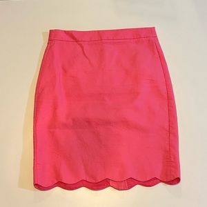 J Crew hot pink pencil skirt with scallop edges